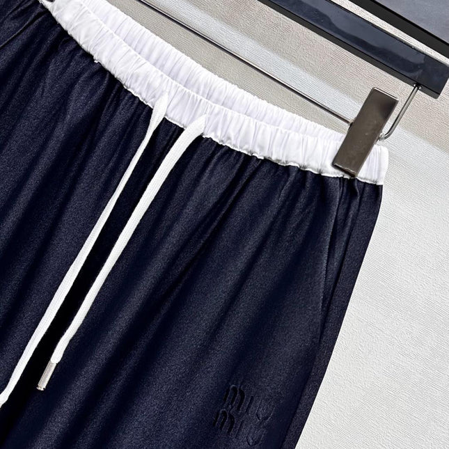 MIU 25S WIDE LEG PANTS WITH DRAWSTRING 264585
