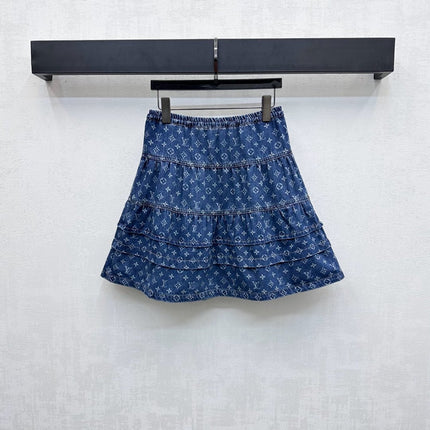 LV DENIM SKIRT WITH LOGO PRINT 274802