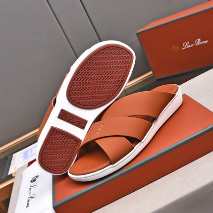 LP INTERWOVEN STRAPS SLIPPERS FIRE CALFSKIN