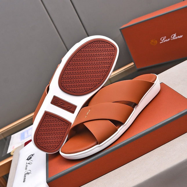 LP INTERWOVEN STRAPS SLIPPERS FIRE CALFSKIN