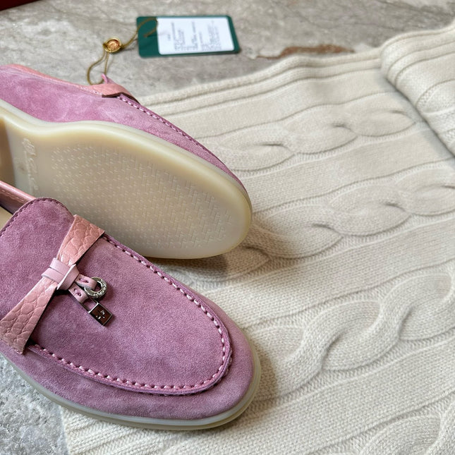 LP LOAFERS 25S IN MAUVE PINK SUEDE MIX LAMBSKIN