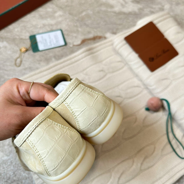 LP LOAFERS 25S IN SOFT BEIGE SUEDE MIX LAMBSKIN