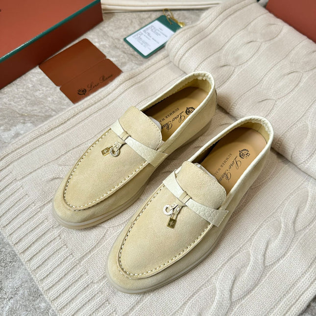 LP LOAFERS 25S IN SOFT BEIGE SUEDE MIX LAMBSKIN