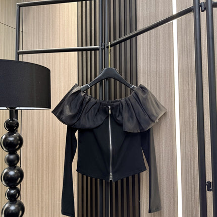 MIUMIU LONG-SLEEVE ZIP-UP TEE STYLE 271