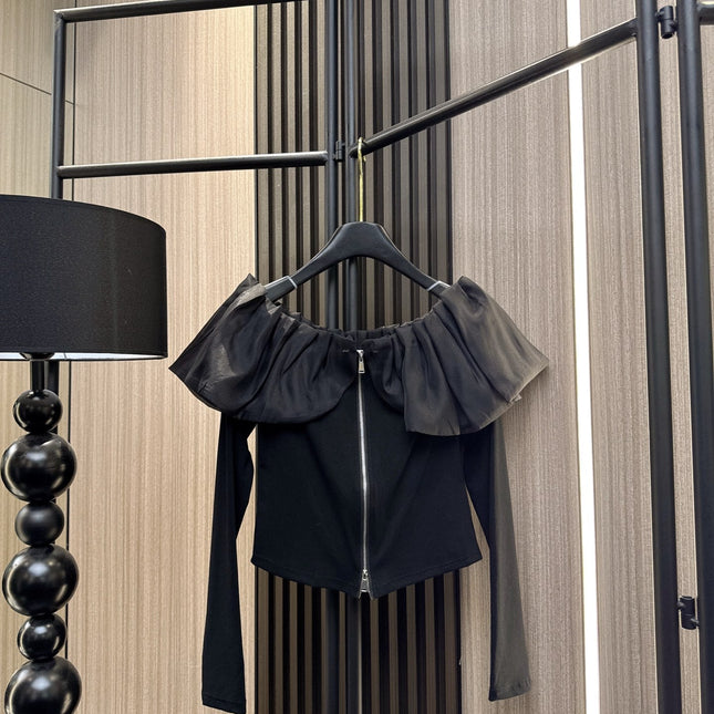MIUMIU LONG-SLEEVE ZIP-UP TEE STYLE 271