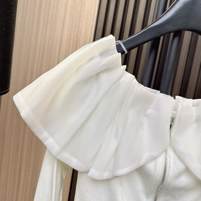 MIUMIU LONG-SLEEVE ZIP-UP TEE STYLE 269