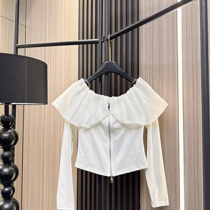 MIUMIU LONG-SLEEVE ZIP-UP TEE STYLE 269