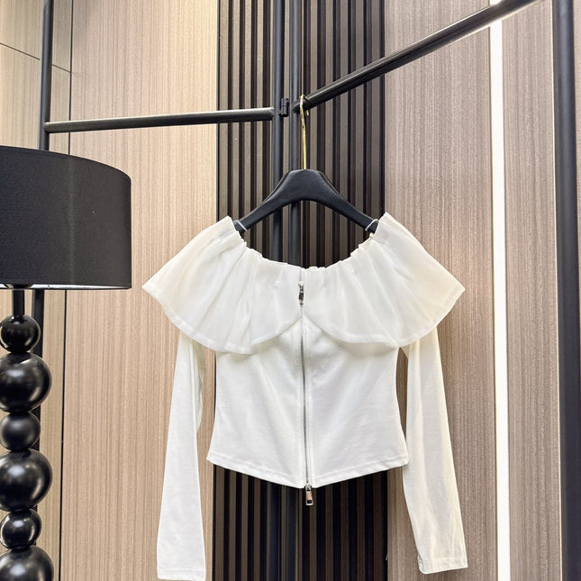 MIUMIU LONG-SLEEVE ZIP-UP TEE STYLE 269