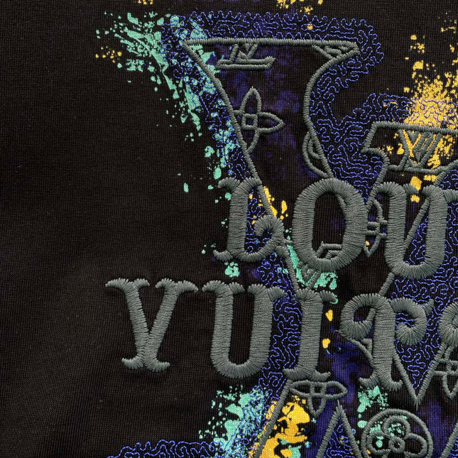 LV BLACK COTTON T-SHIRT COLORFUL LOGO 238905