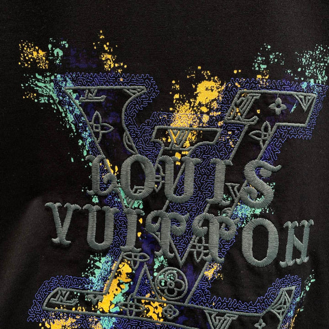 LV BLACK COTTON T-SHIRT COLORFUL LOGO 238905