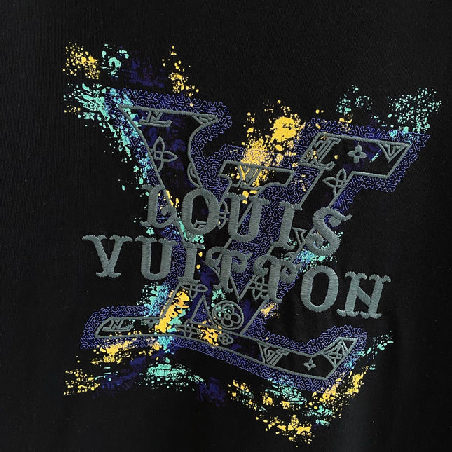 LV BLACK COTTON T-SHIRT COLORFUL LOGO 238905