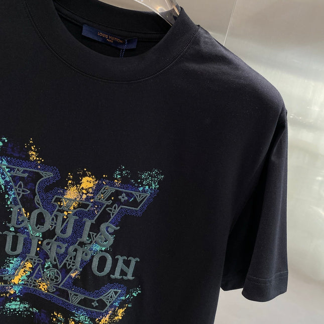 LV BLACK COTTON T-SHIRT COLORFUL LOGO 238905