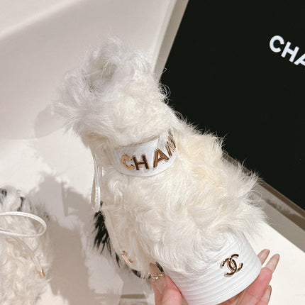 SHORT BOOTS IN WHITE LAMB FUR AND LAMBSKIN 962186