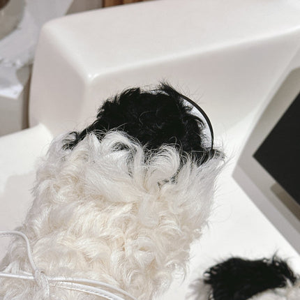 SHORT BOOTS IN WHITE LAMB FUR AND LAMBSKIN 962186