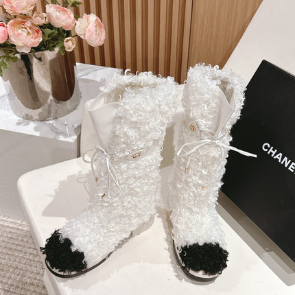 SHORT BOOTS IN WHITE LAMB FUR AND LAMBSKIN 962188