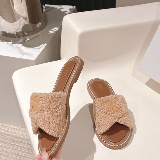 CELINE 25S LYMPIA TWISTED SANDAL IN BEIGE SPONGE FABRIC