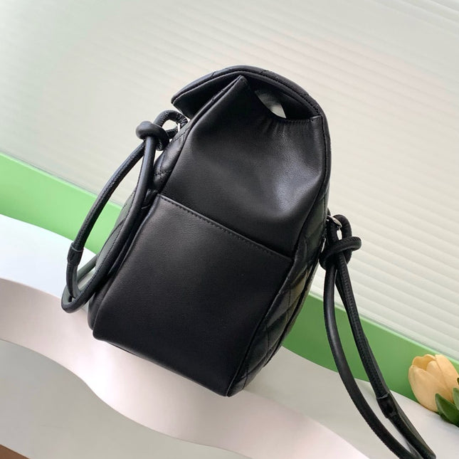 CHANEL CAMBON LARGE FLAP 25S 33 CM IN BLACK CALFSKIN WITH LOGO