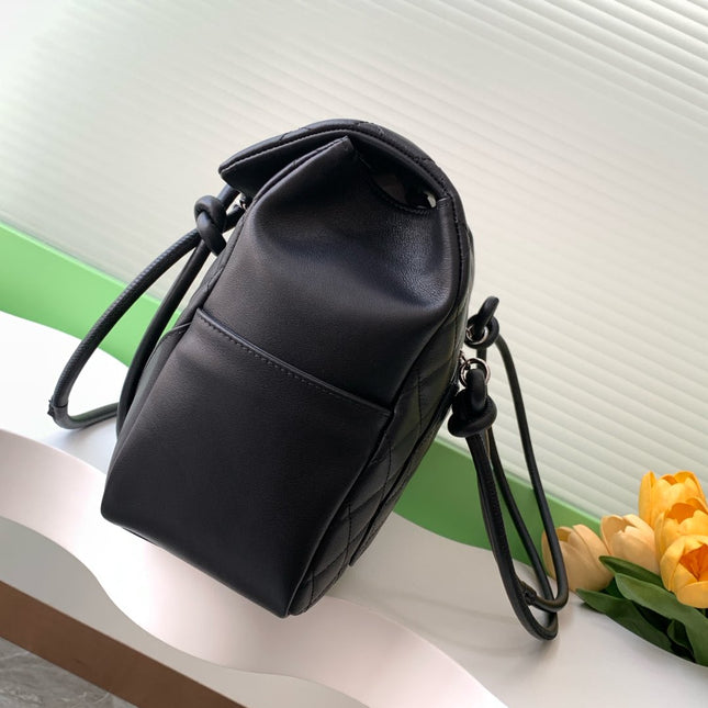 CHANEL CAMBON LARGE FLAP 25S 33 CM IN BLACK CALFSKIN WITH WHITE LOGO