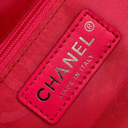 CHANEL CAMBON LARGE FLAP 25S 33 CM IN BLACK CALFSKIN WITH WHITE LOGO