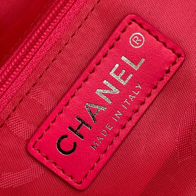 CHANEL CAMBON LARGE FLAP 25S 33 CM IN BLACK CALFSKIN WITH WHITE LOGO