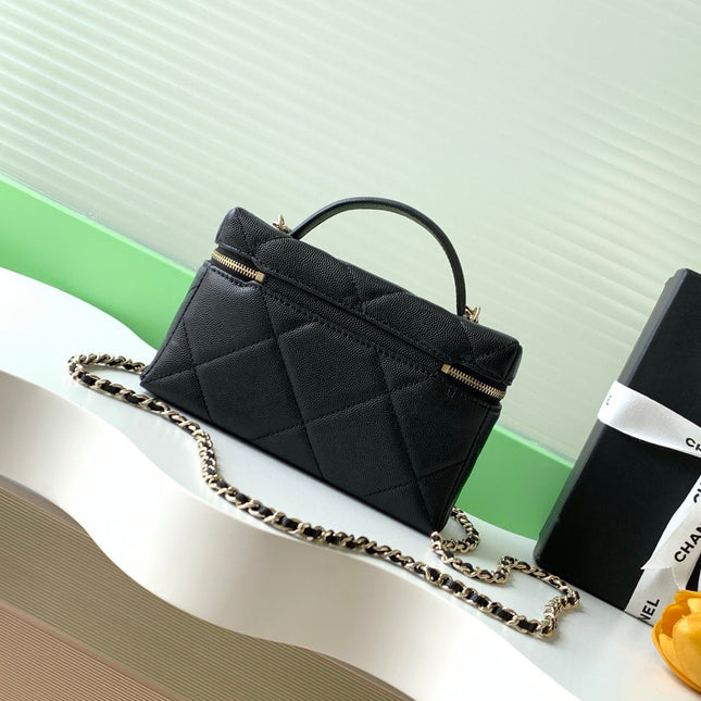 CHANEL 25S VANITY BAG 19.5 CM IN BLACK LAMBSKIN