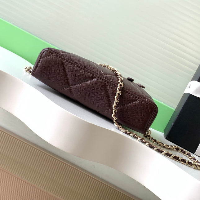 CHANEL 25S VANITY BAG 19.5 CM IN BURGUNDY BROWN LAMBSKIN