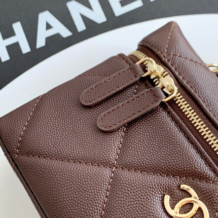 CHANEL 25S VANITY BAG 19.5 CM IN BURGUNDY BROWN LAMBSKIN