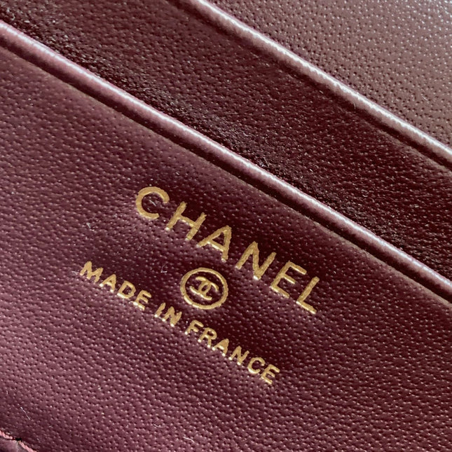 CHANEL 25S VANITY BAG 19.5 CM IN BURGUNDY BROWN LAMBSKIN