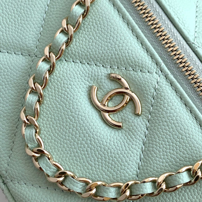 CHANEL 25S VANITY BAG 19.5 CM IN MINT GREEN LAMBSKIN