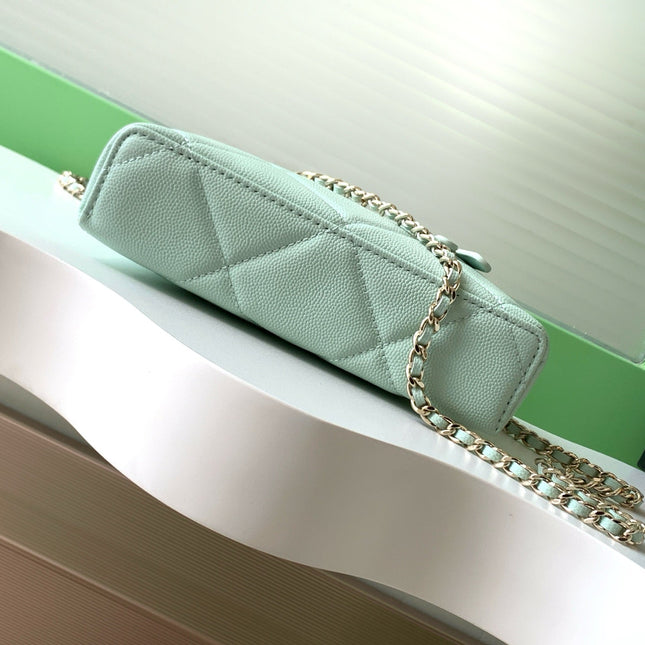 CHANEL 25S VANITY BAG 19.5 CM IN MINT GREEN LAMBSKIN