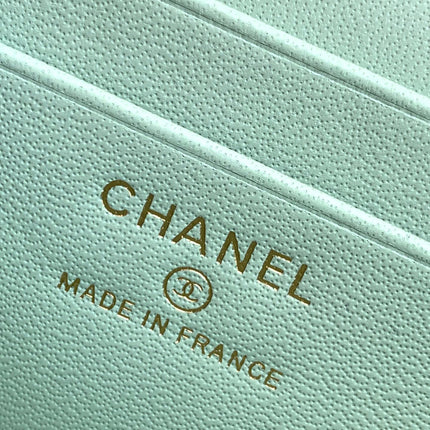 CHANEL 25S VANITY BAG 19.5 CM IN MINT GREEN LAMBSKIN