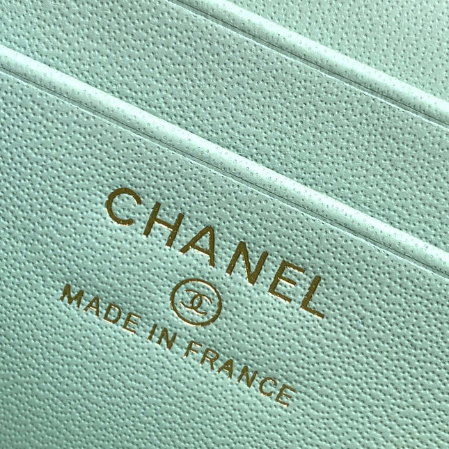 CHANEL 25S VANITY BAG 19.5 CM IN MINT GREEN LAMBSKIN