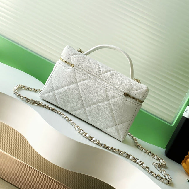 CHANEL 25S VANITY BAG 19.5 CM IN WHITE LAMBSKIN