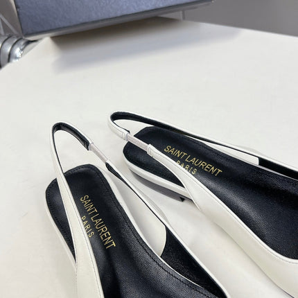 SL SQUARE BUCKLE SLINGBACK WHITE CALFSKIN