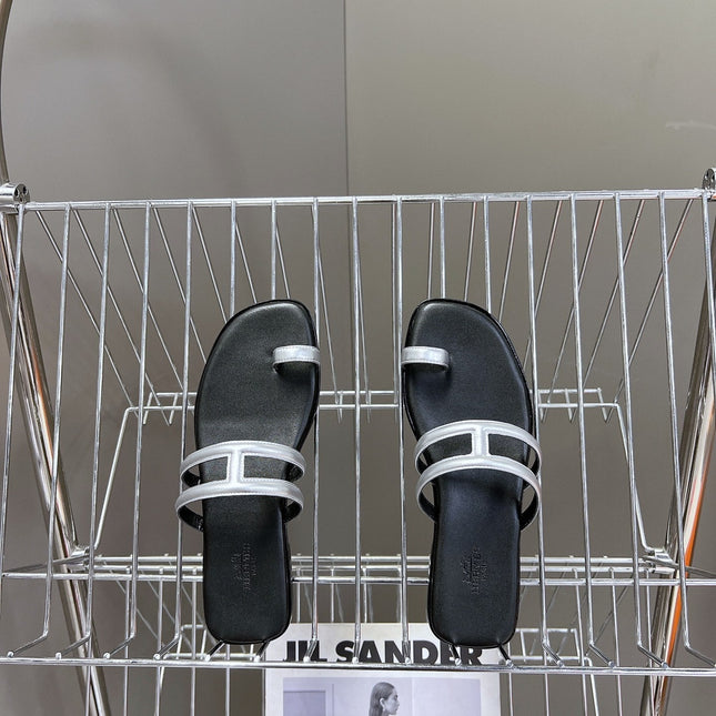 Georgia Sandals Silver Black Calfskin