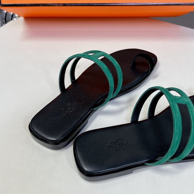 Georgia Sandals Teal Suede Black Calfskin