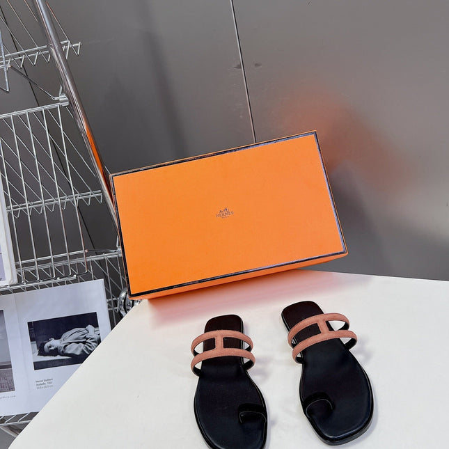 Georgia Sandals Peach Suede Black Calfskin