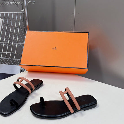 Georgia Sandals Peach Suede Black Calfskin
