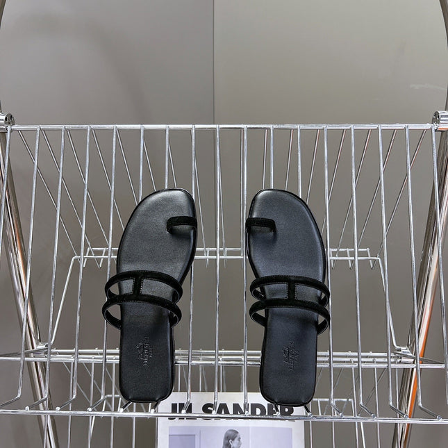 Georgia Sandals Black Suede Black Calfskin
