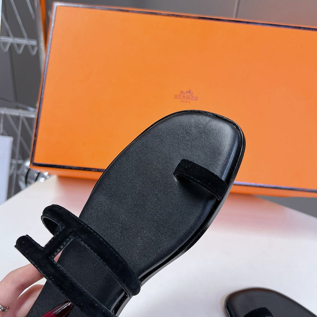 Georgia Sandals Black Suede Black Calfskin