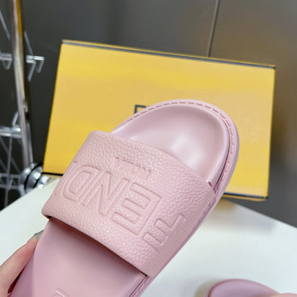FENDI ROMA SLIDES IN LIGHT PINK LAMBSKIN LEATHER