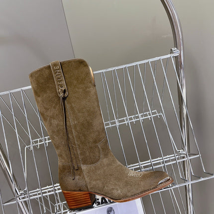 CELINE 25S HIGH CUT CHELSEA BOOTS 45MM IN DARK BROWN SUEDE
