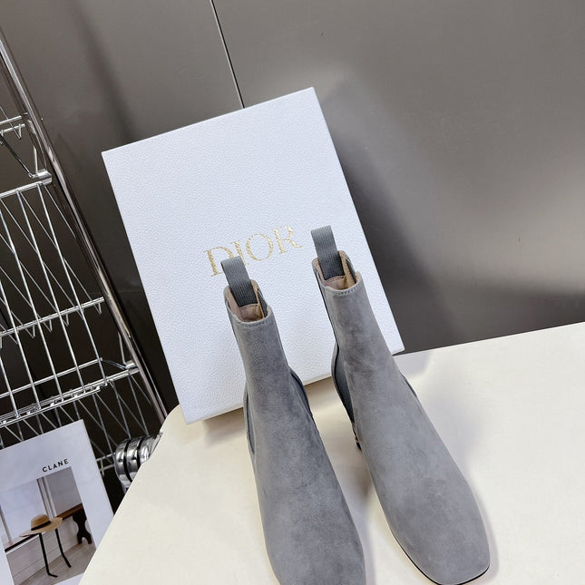 ICON HEELED ANKLE BOOT COOL GRAY SUEDE 8 CM