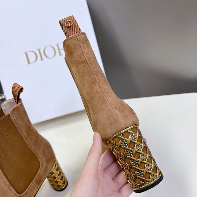 ICON HEELED ANKLE BOOT CIDER BROWN SUEDE 8 CM