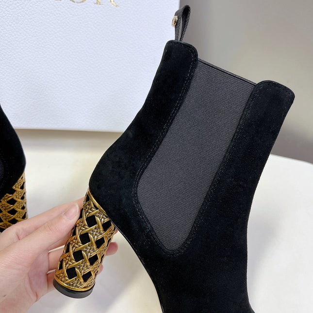 ICON HEELED ANKLE BOOT BLACK SUEDE 8 CM