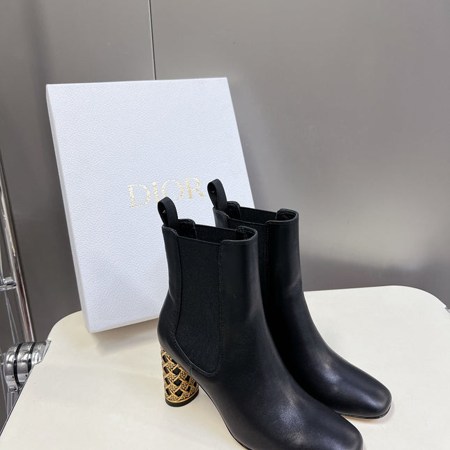 ICON HEELED ANKLE BOOT BLACK CALFSKIN 8 CM