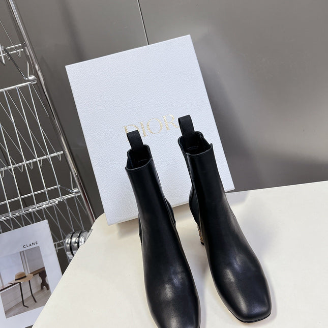 ICON HEELED ANKLE BOOT BLACK CALFSKIN 8 CM