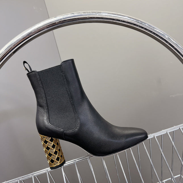 ICON HEELED ANKLE BOOT BLACK CALFSKIN 8 CM