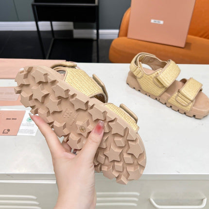 SANDALS CHAMPAGNE SHEEPSKIN WITH 2 HORIZONTAL STRAPS