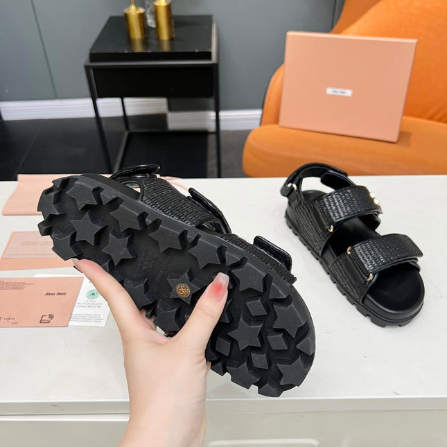 SANDALS BLACK SHEEPSKIN WITH 2 HORIZONTAL STRAPS